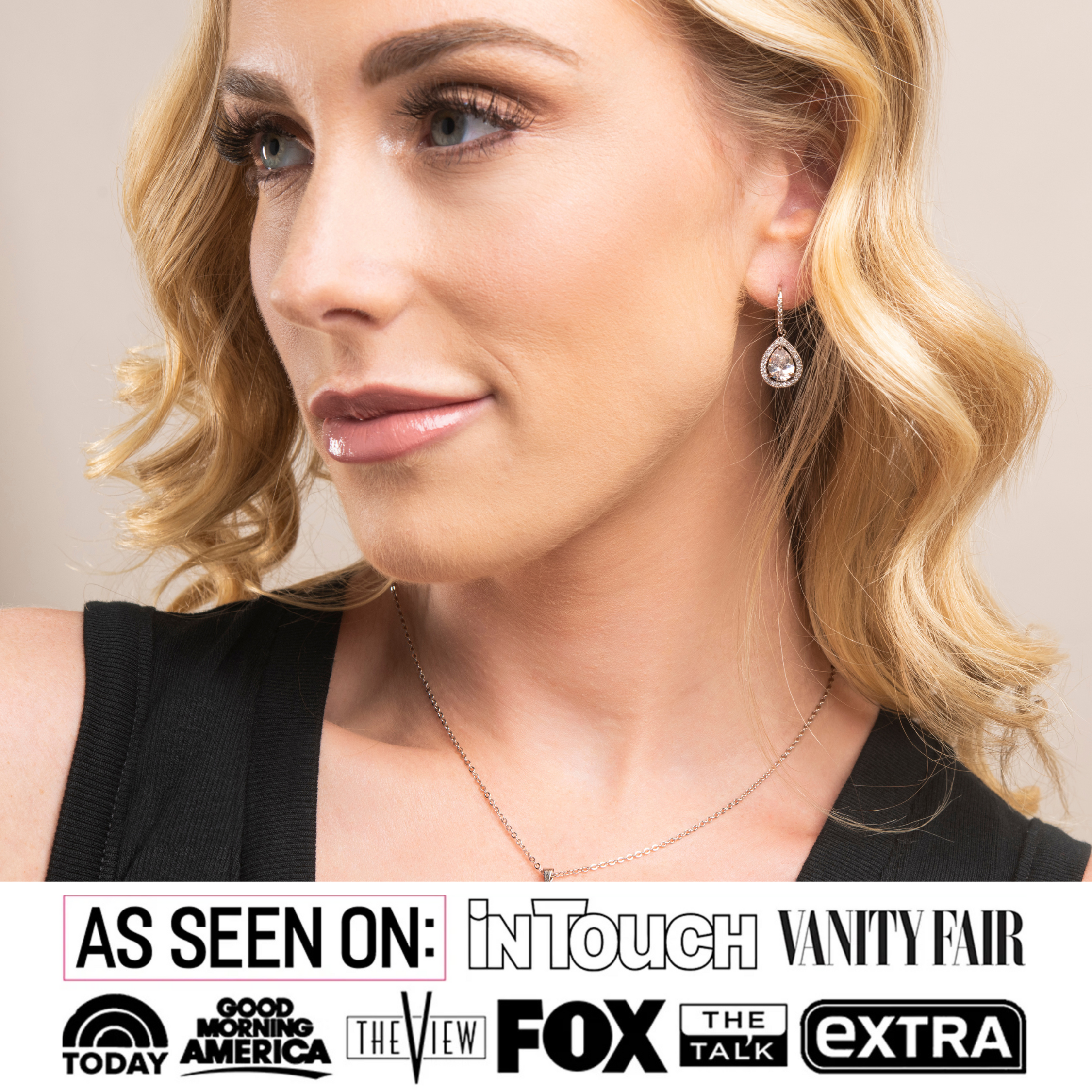 Isabel 18k White Gold Plated Halo Teardrop Earrings with Simulated Diamond Crystals