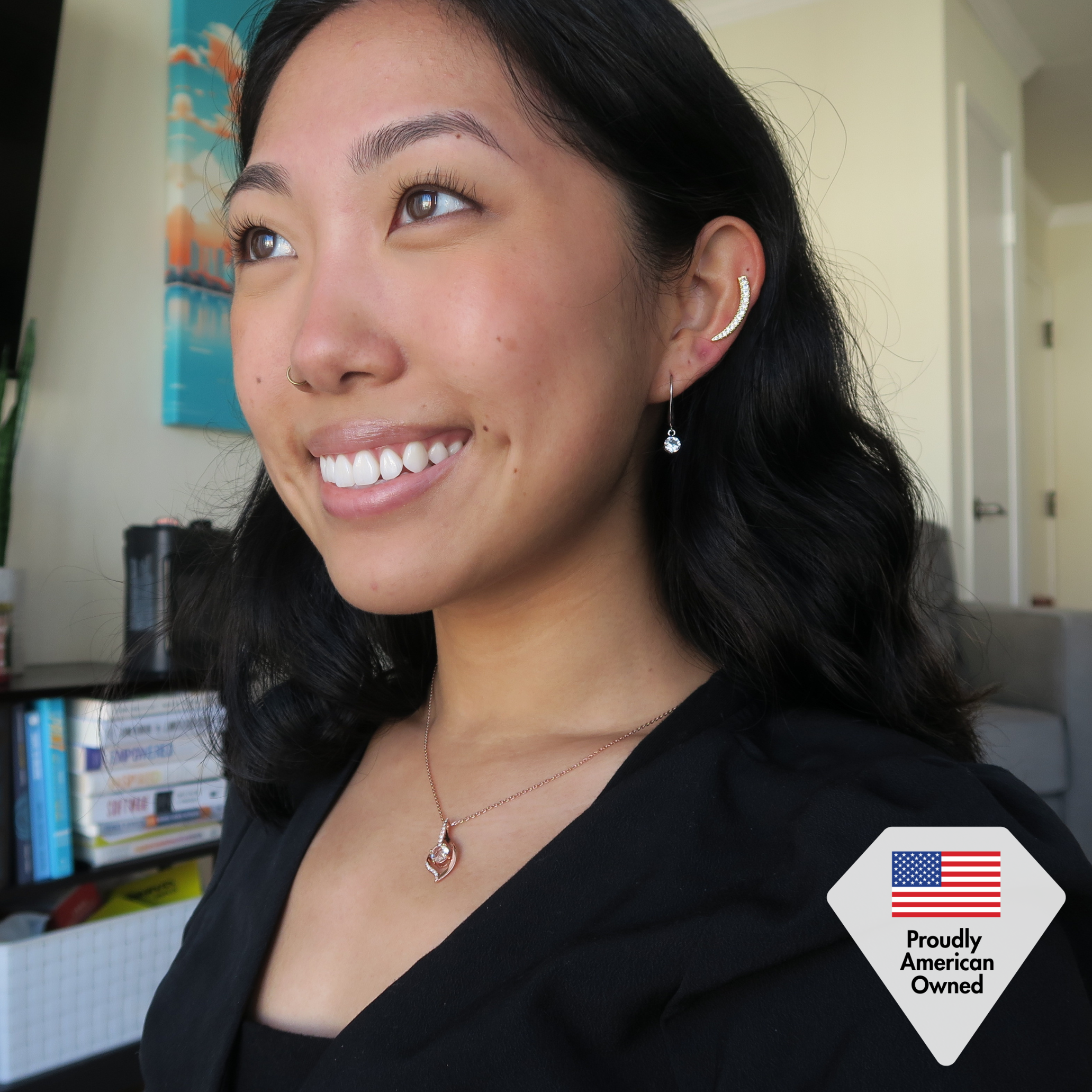 Veronica 18k White Gold Plated Drop Earrings with Swarovski Crystals