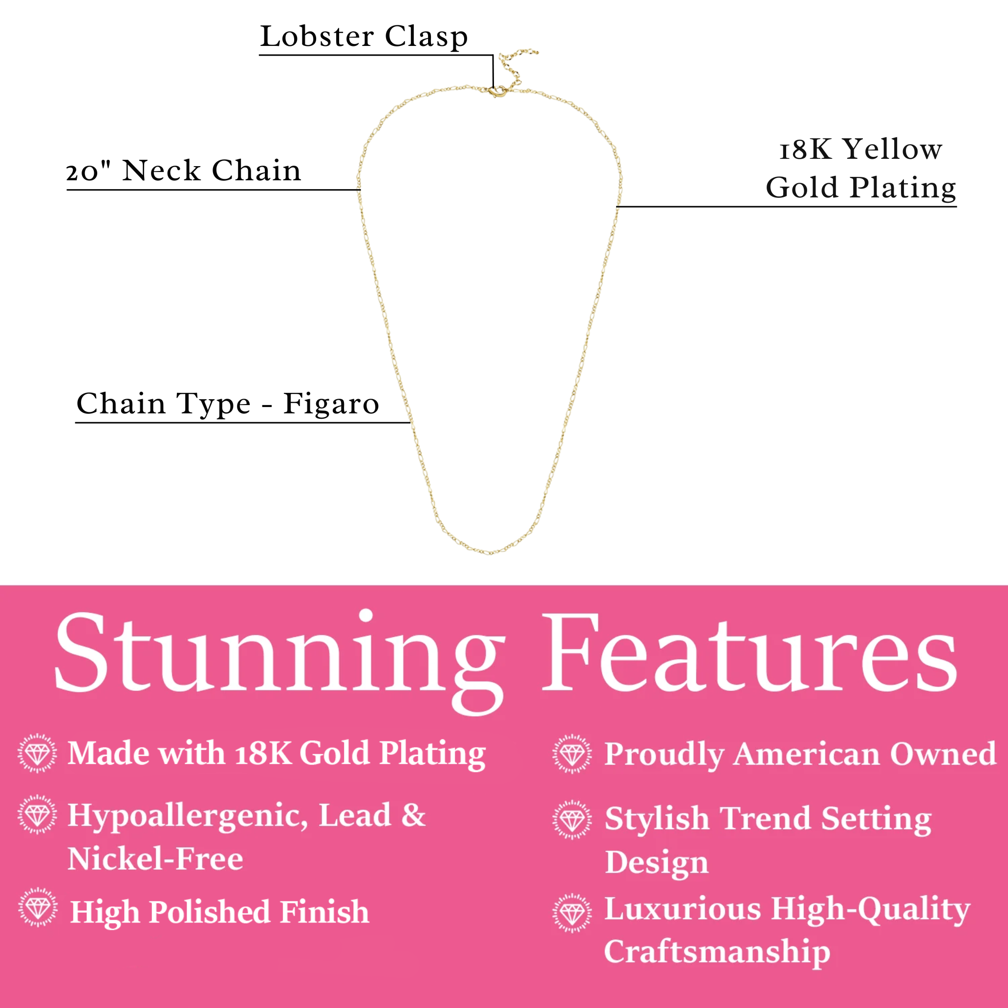 Victoria 18k White Gold Plated Stacking Necklace Chain