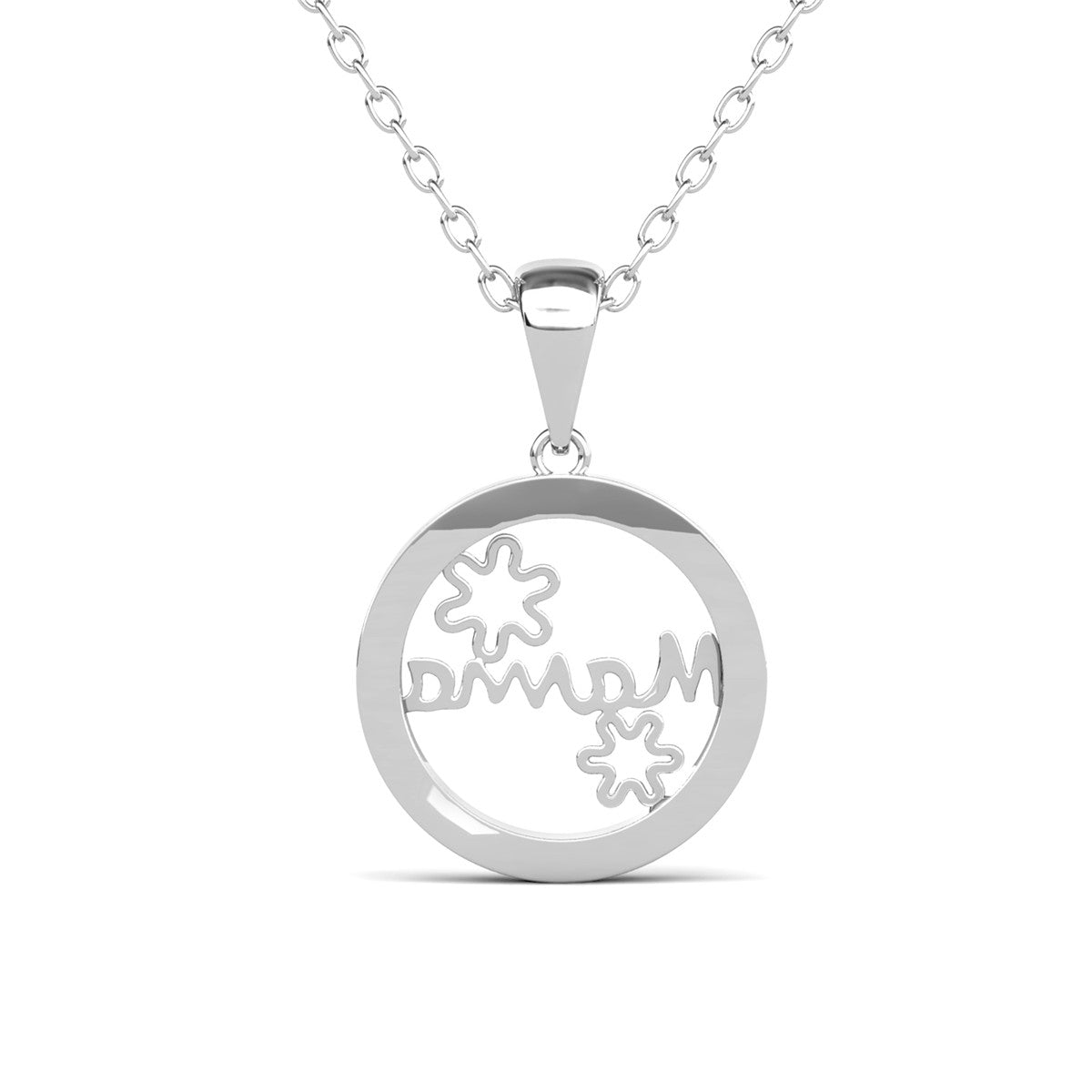 Willa 18k White Gold Plated Circle Mama Necklace with Swarovski Crystals