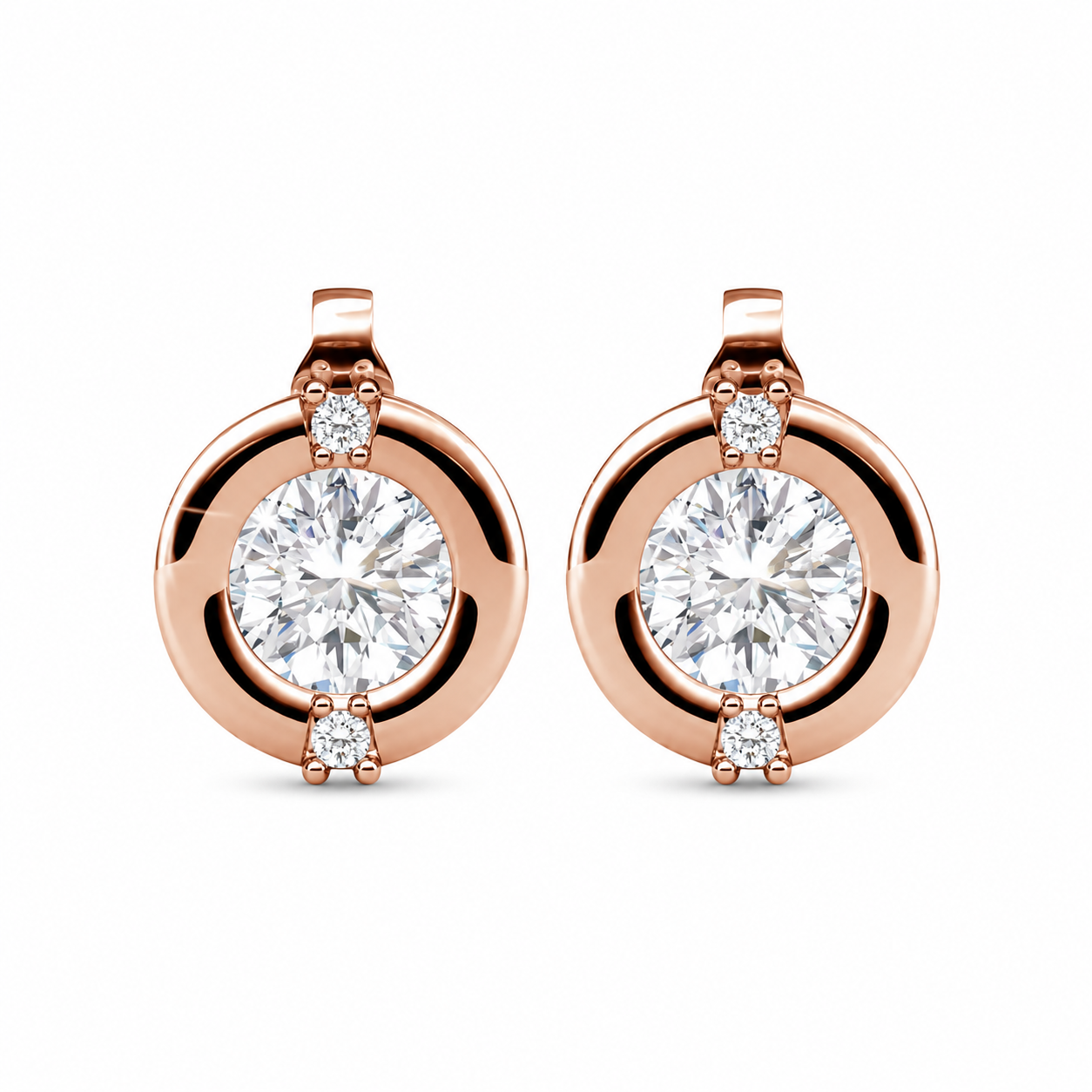 Zara 18k 白金镀金圆形切割水晶耳钉