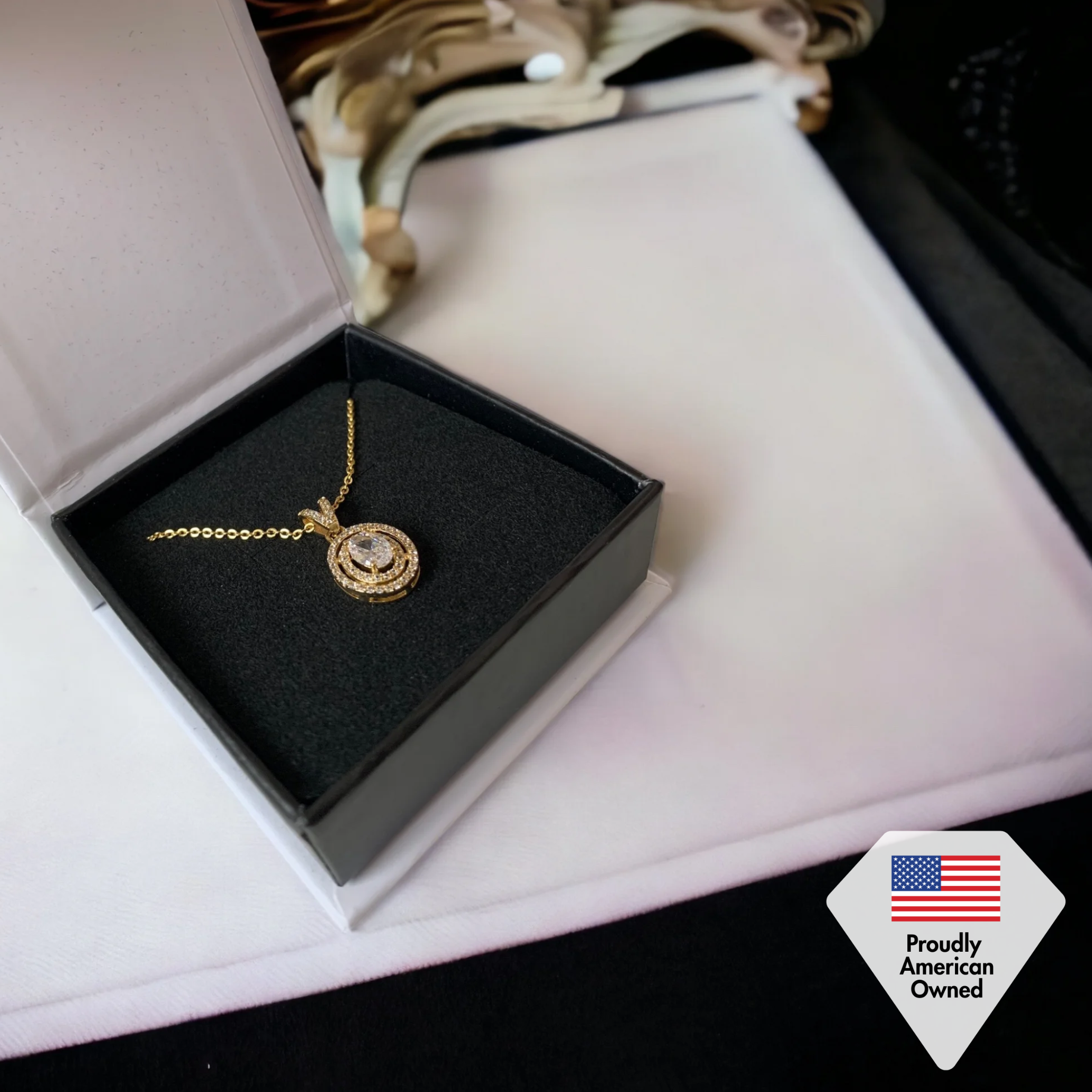 Zelda 18k White Gold Plated Pendant Necklace with Simulated Diamond Crystals