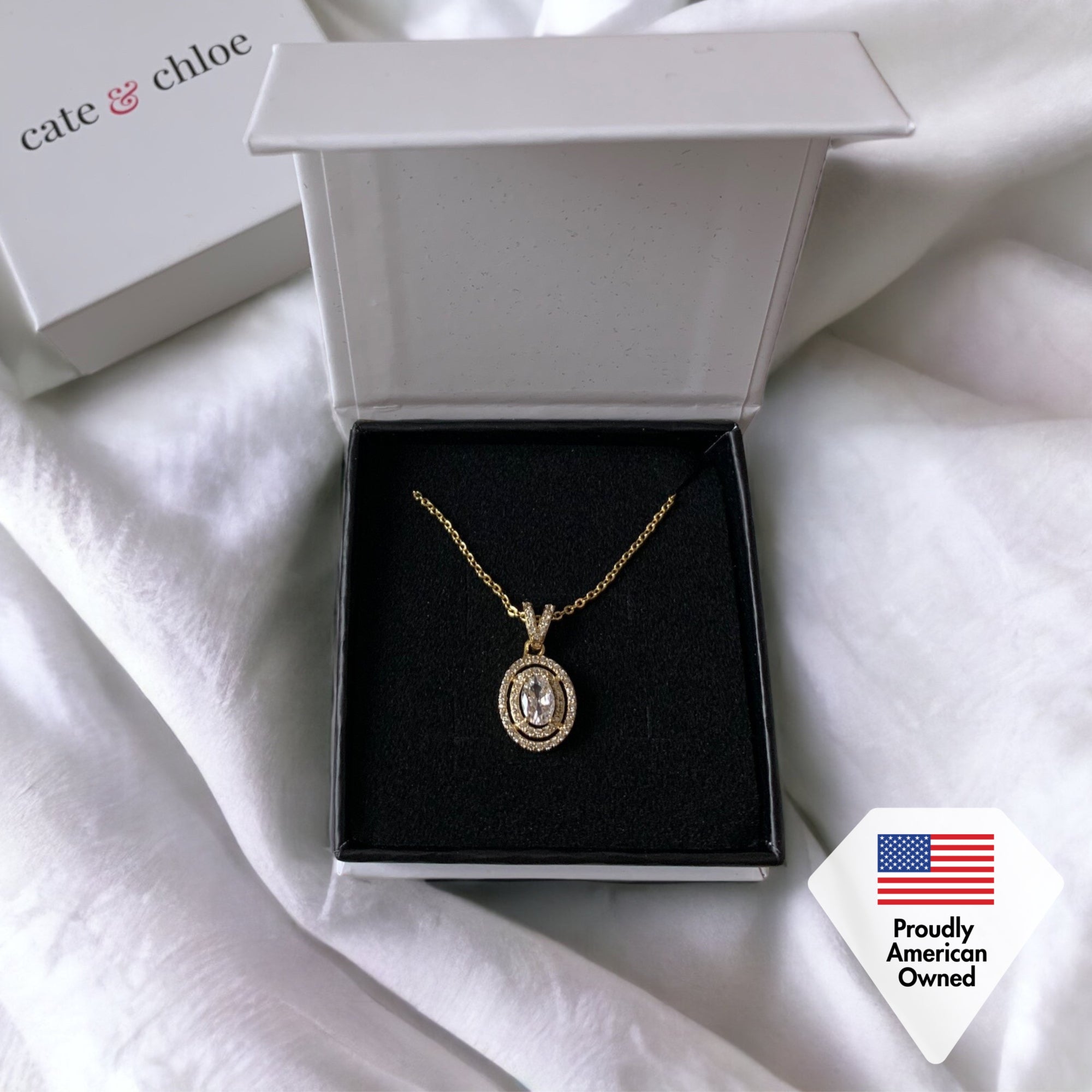 Zelda 18k White Gold Plated Pendant Necklace with Simulated Diamond Crystals