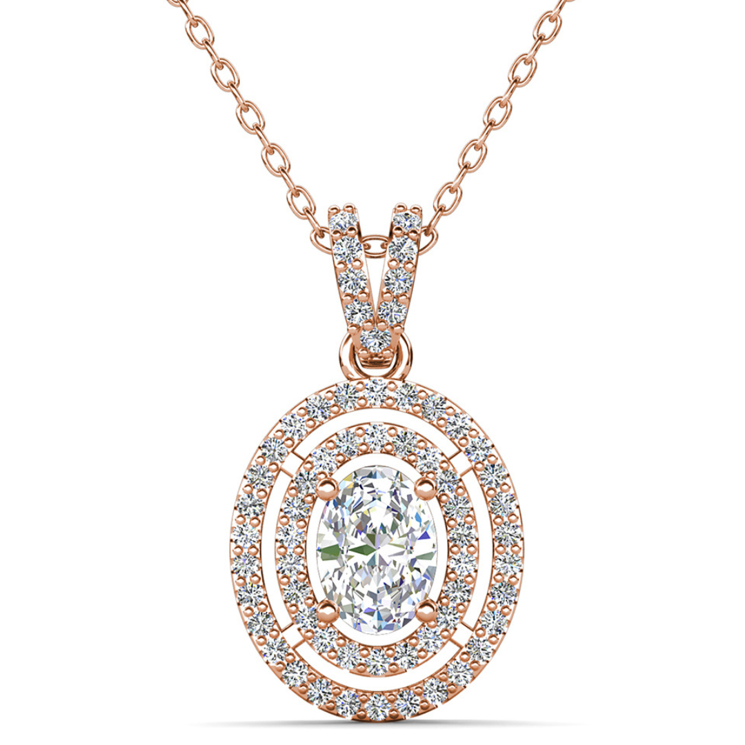 Zelda 18k White Gold Plated Crystal Pendant Necklace with Simulated Diamond Crystals