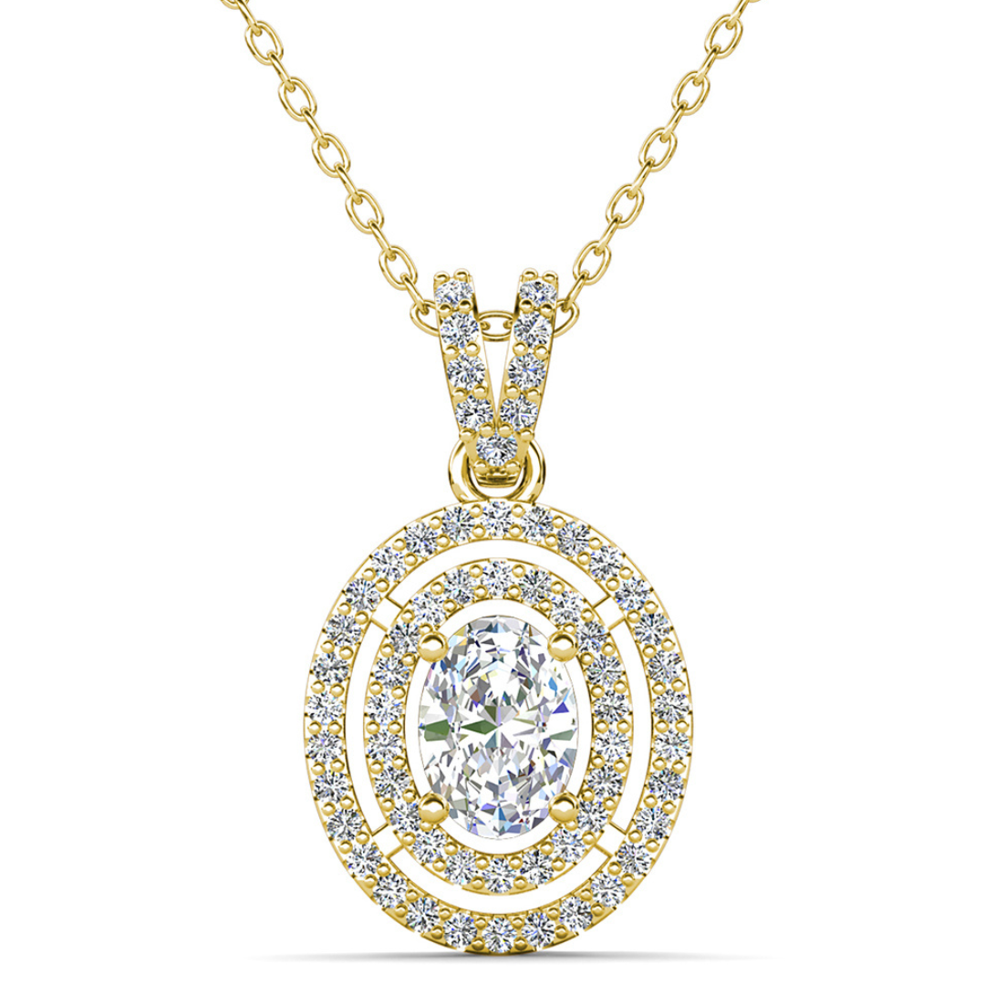 Zelda 18k White Gold Plated Crystal Pendant Necklace with Simulated Diamond Crystals