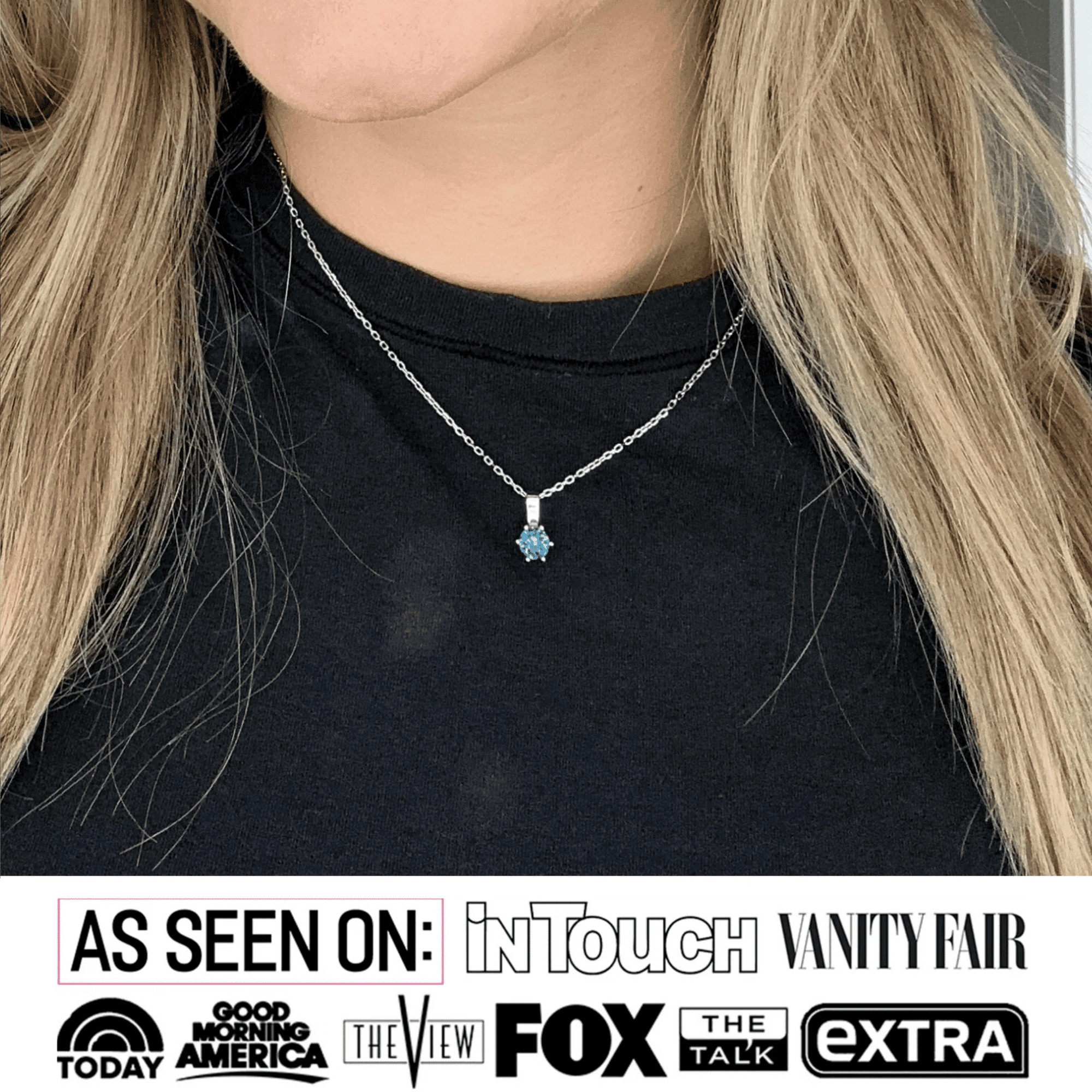 Birthstone Necklace 18k White Gold Plated Solitaire Necklace with 1ct Swarovski Crystal