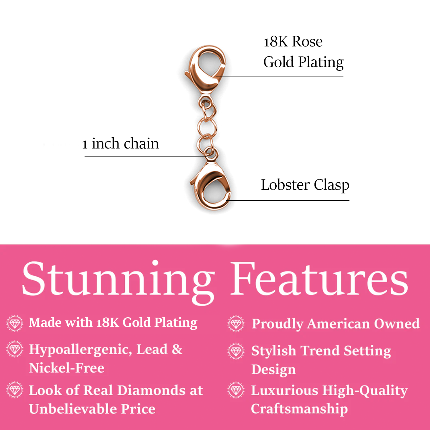 18k White Gold Plated Necklace Extenders