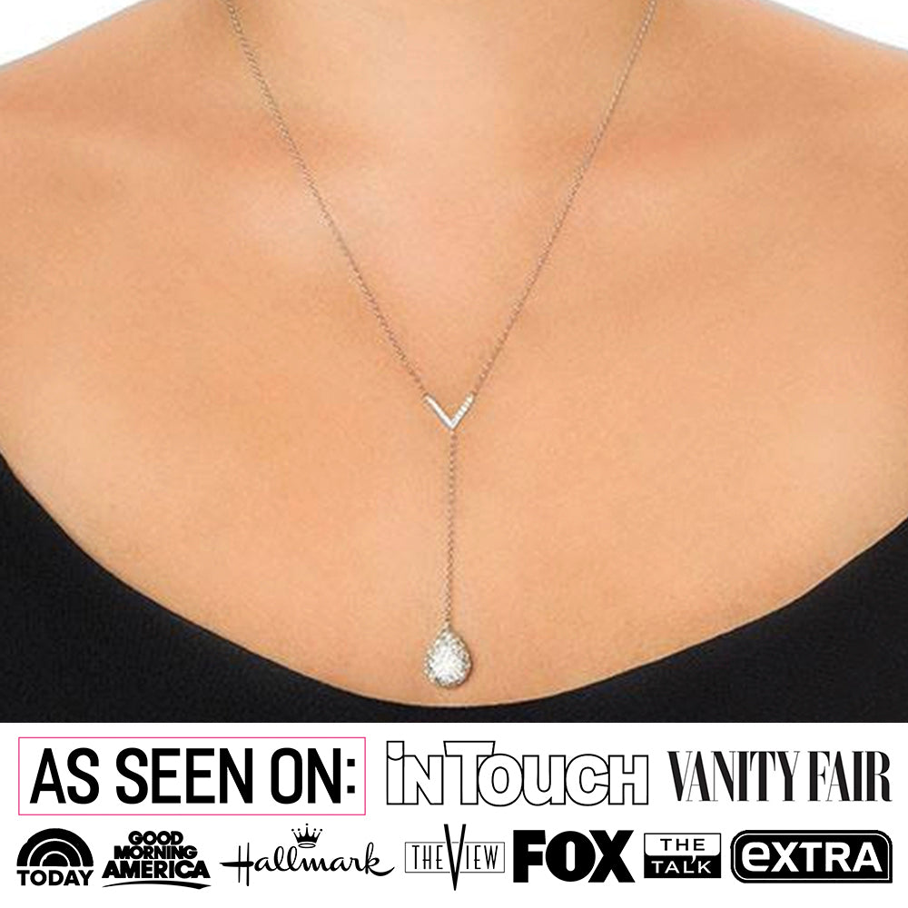 Ava Sterling Silver Teardrop Y-Necklace with Round Cut Crystals