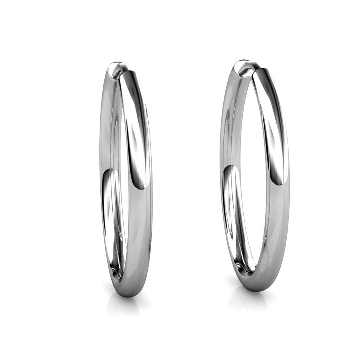 Leslie 18k White Gold Plated 38mm Hoop Earrings with Swarovski Crystals