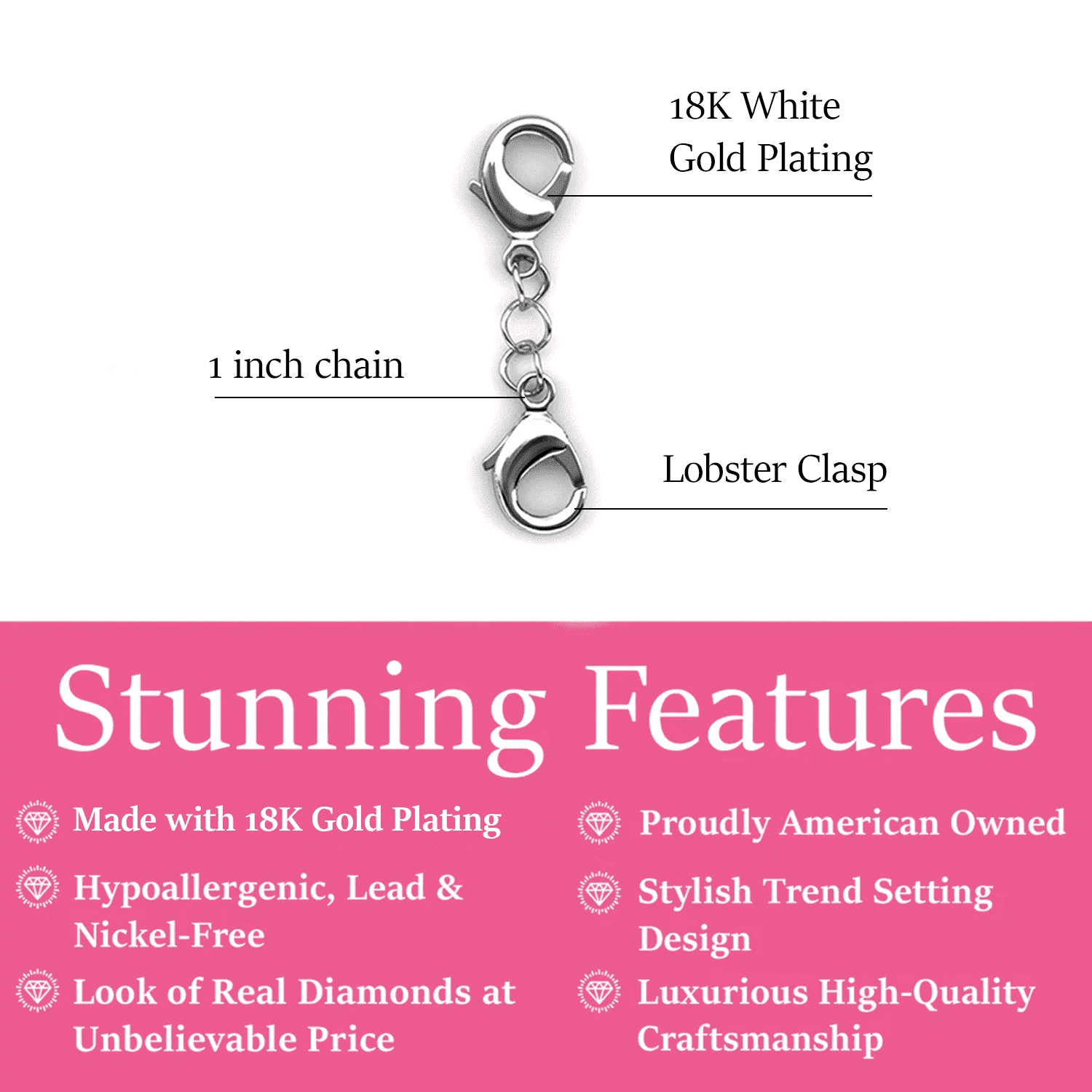18k White Gold Plated Necklace Extenders