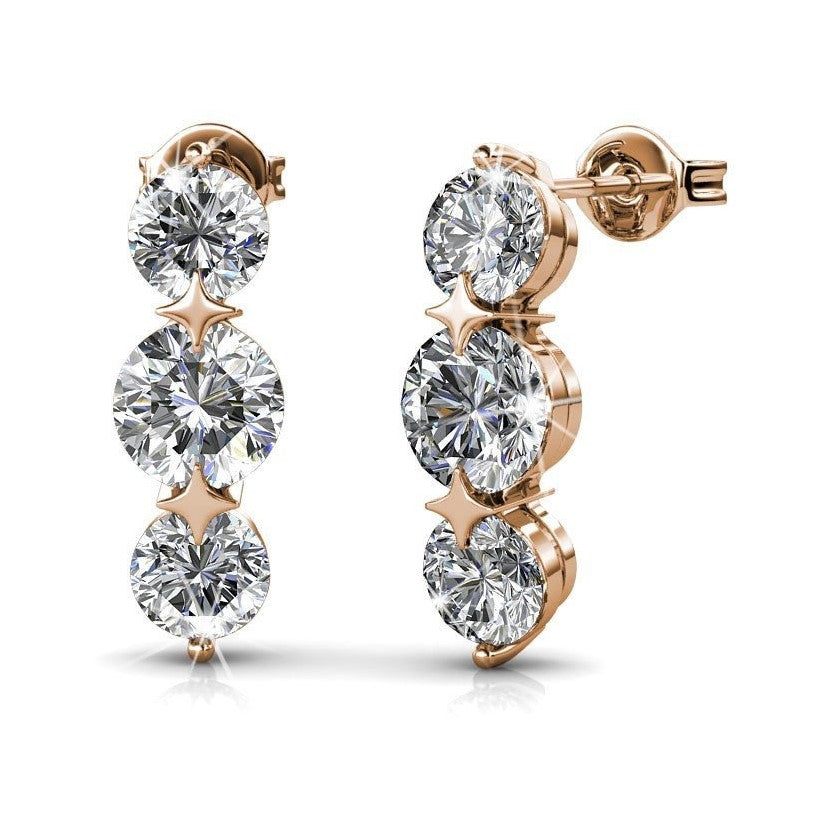 Lucille 18k White Gold Plated Stud Drop Earrings with Swarovski Crystals