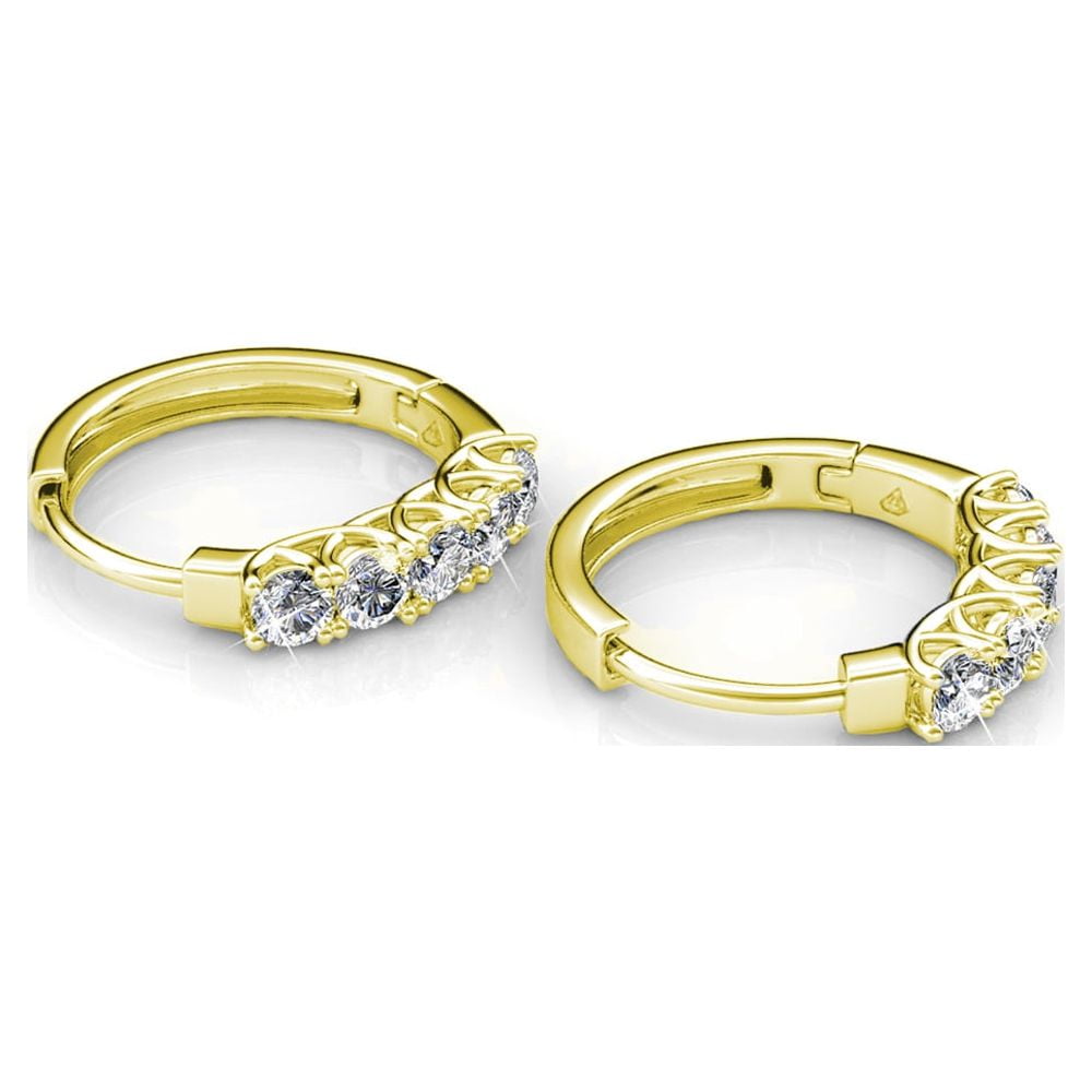 Bethany 18k Gold Plated 15mm Hoop Earrings with Swarovski Crystals (3 Pair Set)