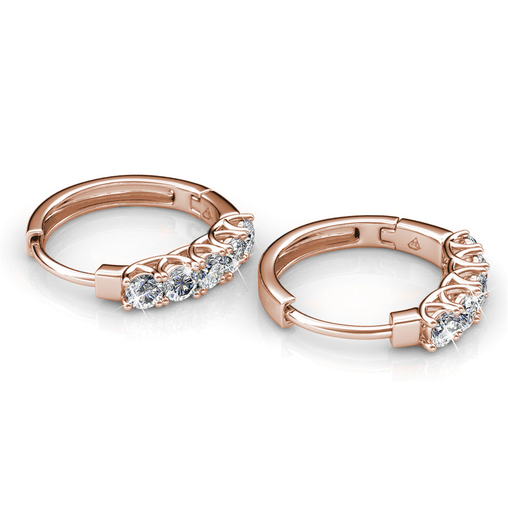 Bethany 18k Gold Plated 15mm Hoop Earrings with Swarovski Crystals (3 Pair Set)