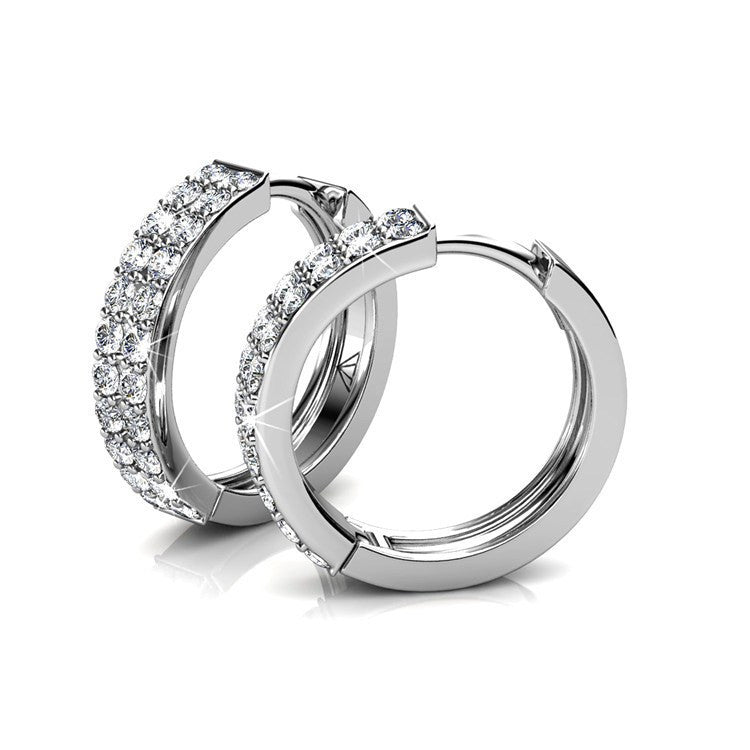 Jewelry, Earrings, Hoop Earrings, Swarovski, Silver - Alice “Graceful” 18k White Gold Swarovski Hoop Earrings