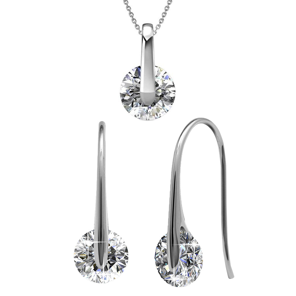 Cate & Chloe McKayla 18k White Gold Necklace and Earrings Jewelry Set with Crystals