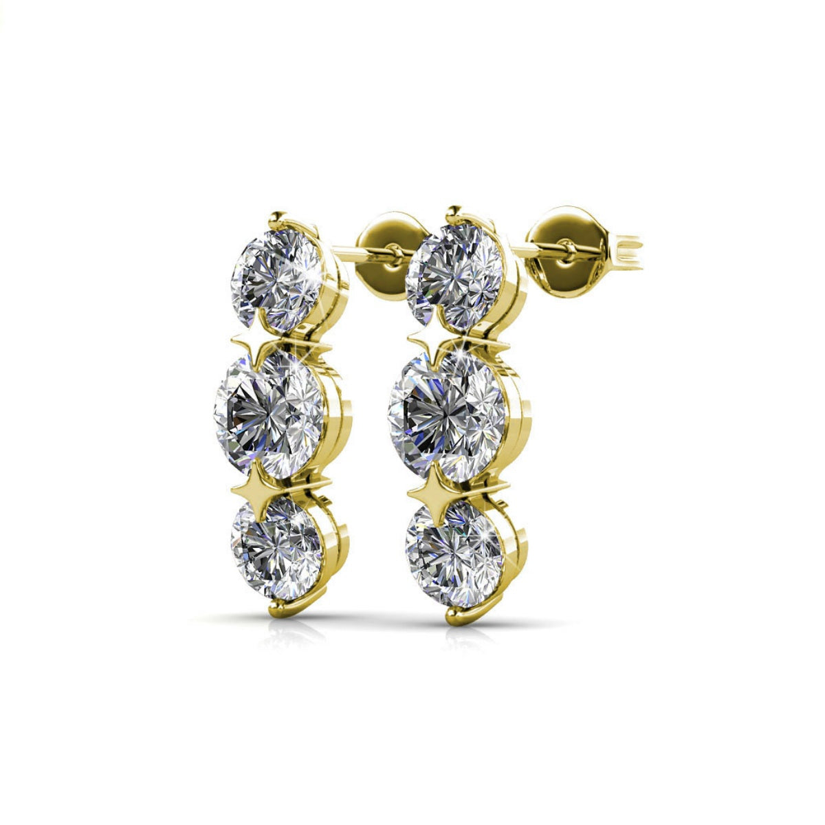 Lucille 18k White Gold Plated Stud Drop Earrings with Swarovski Crystals
