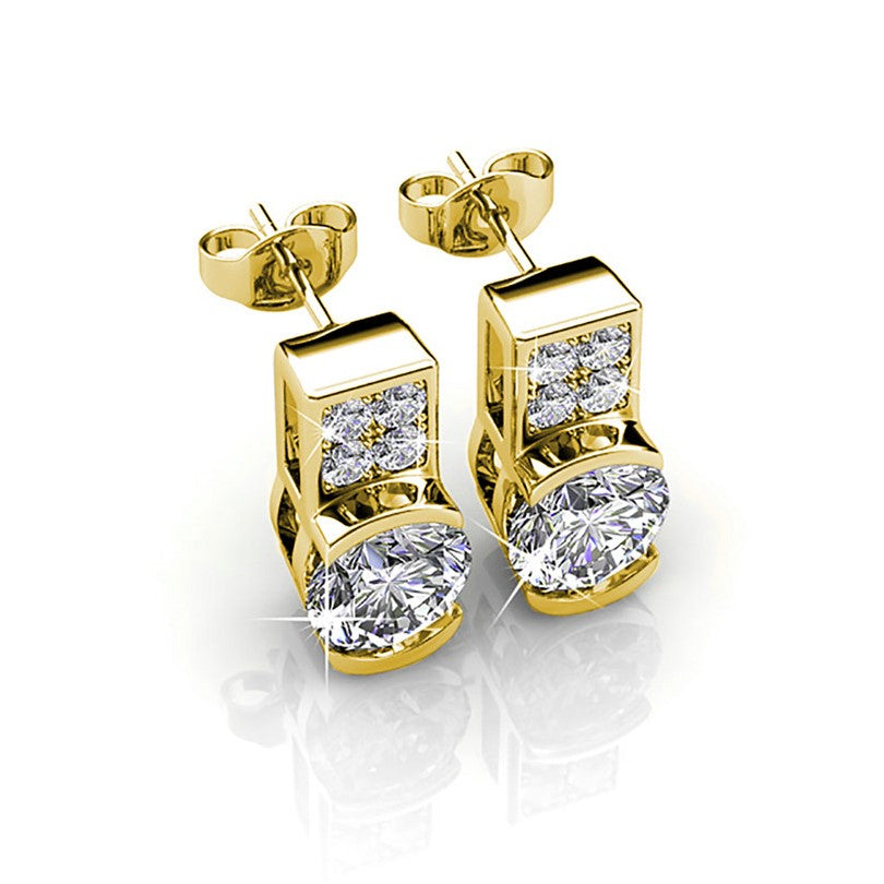 Laya 18k 白金镀金水晶耳钉