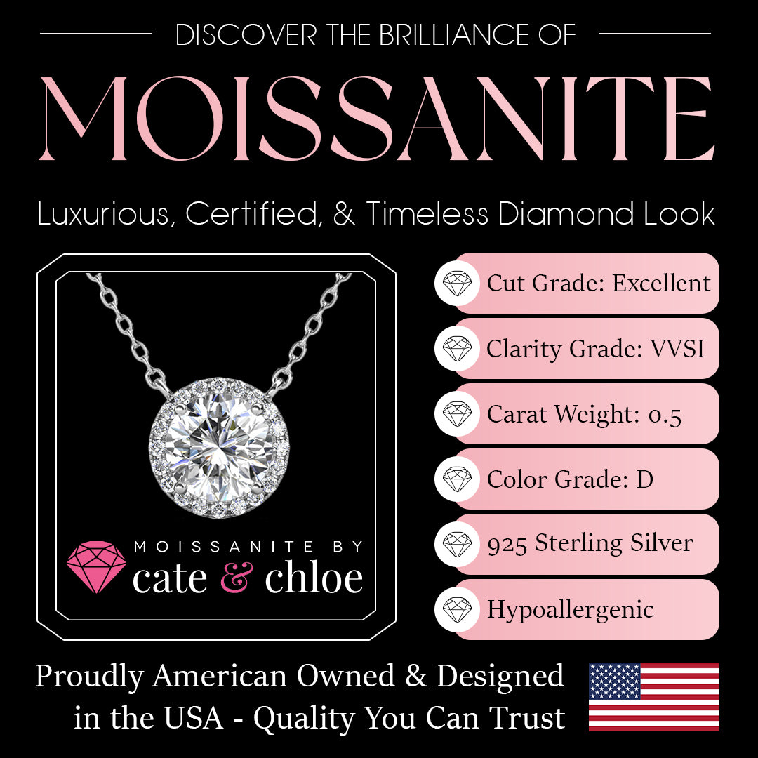 Moissanite by Cate & Chloe Sutton Sterling Silver Necklace with Moissanite Crystals