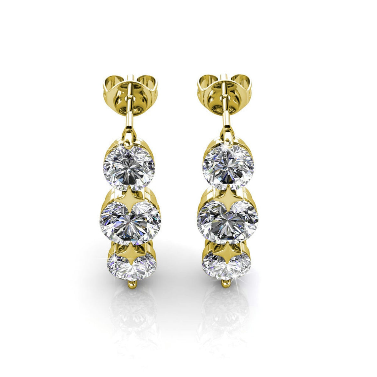 Lucille 18k White Gold Plated Stud Drop Earrings with Swarovski Crystals