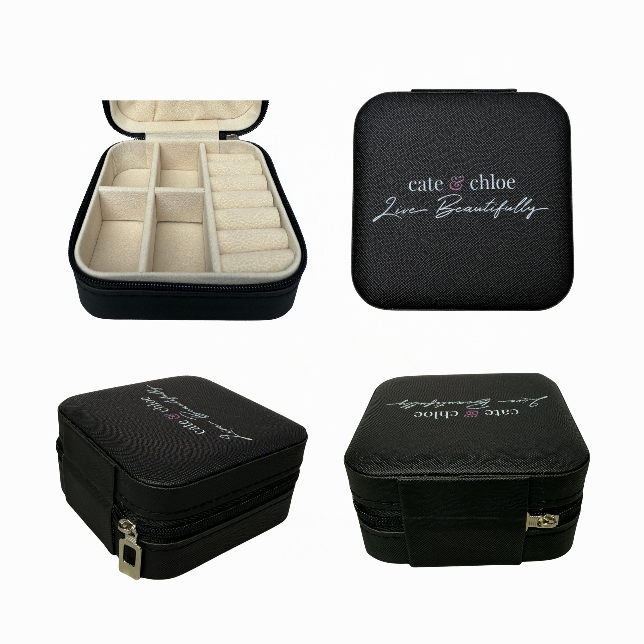 Jewelry Travel Case, Black Mini Jewelry Box Organizer for Women