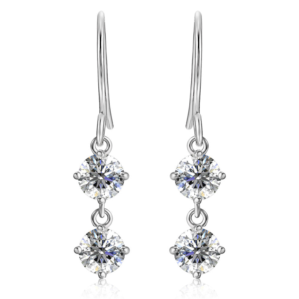 Moissanite by Cate & Chloe Talia Sterling Silver Dangle Earrings with Moissanite and 5A Cubic Zirconia Crystals