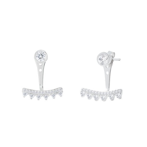 Stephanie Sterling Silver Drop Stud Earrings with CZ Crystals