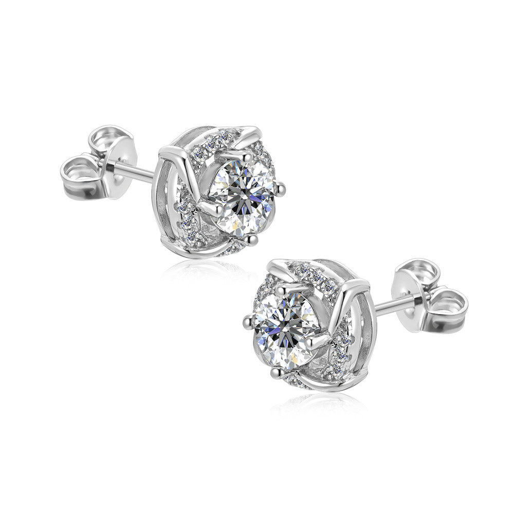 Moissanite by Cate & Chloe Jemma Sterling Silver Stud Earrings with Moissanite and 5A Cubic Zirconia Crystals