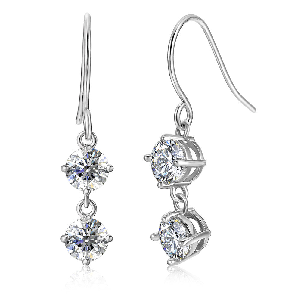 Moissanite by Cate & Chloe Talia Sterling Silver Dangle Earrings with Moissanite and 5A Cubic Zirconia Crystals