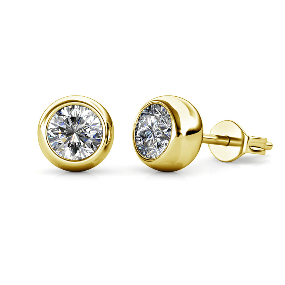 Blaire “Majestic” 18k White Gold Plated Stud Earrings with Swarovski Round Cut Crystals