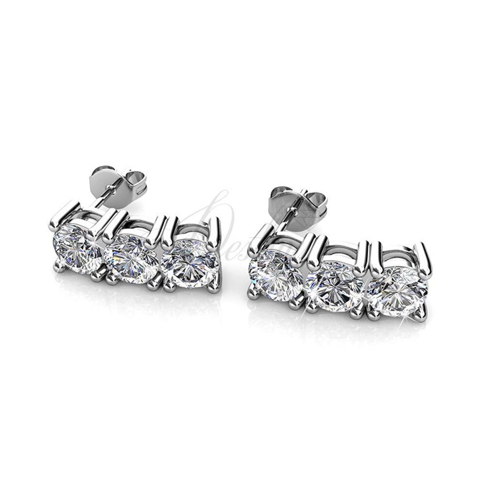Eliana “Revered” 18k White Gold Plated Earrings Swarovski Earrings with CZ Crystals