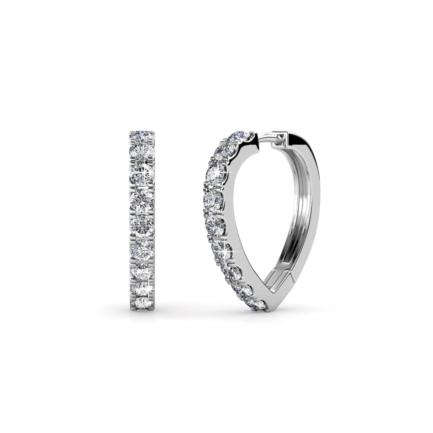 Waverly 18k White Gold Plated Hoop Earrings with Crystals