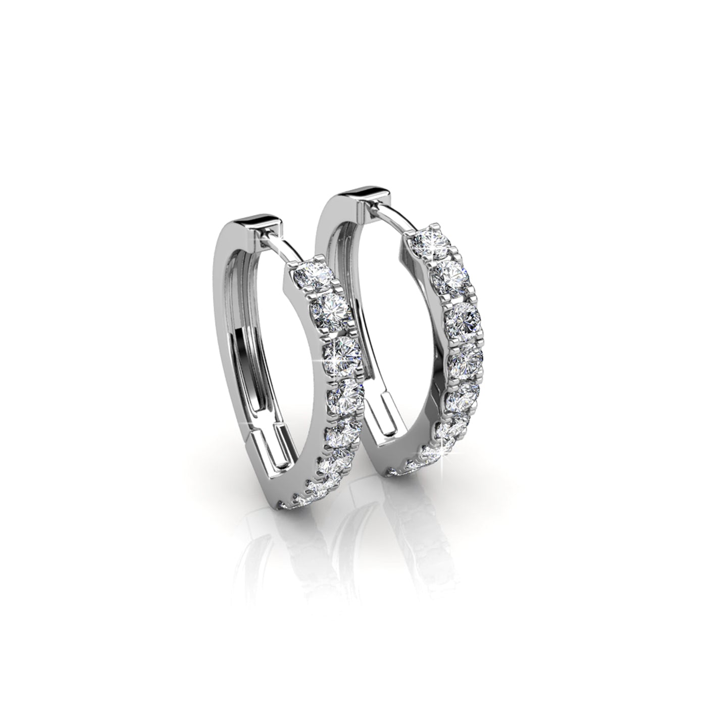 Waverly 18k White Gold Plated Hoop Earrings with Crystals
