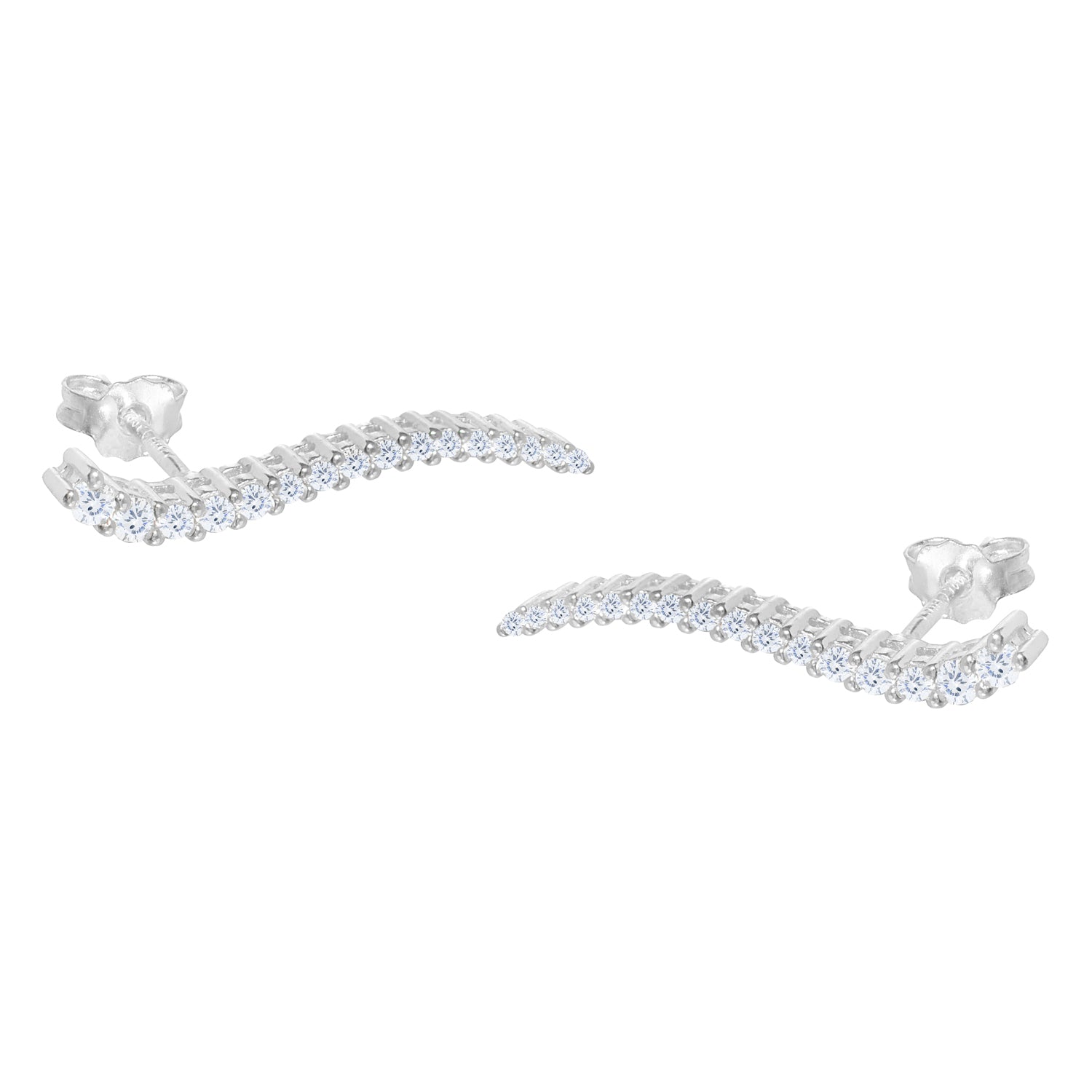 Isabella Sterling Silver Ear Climber Earrings with CZ Crystals