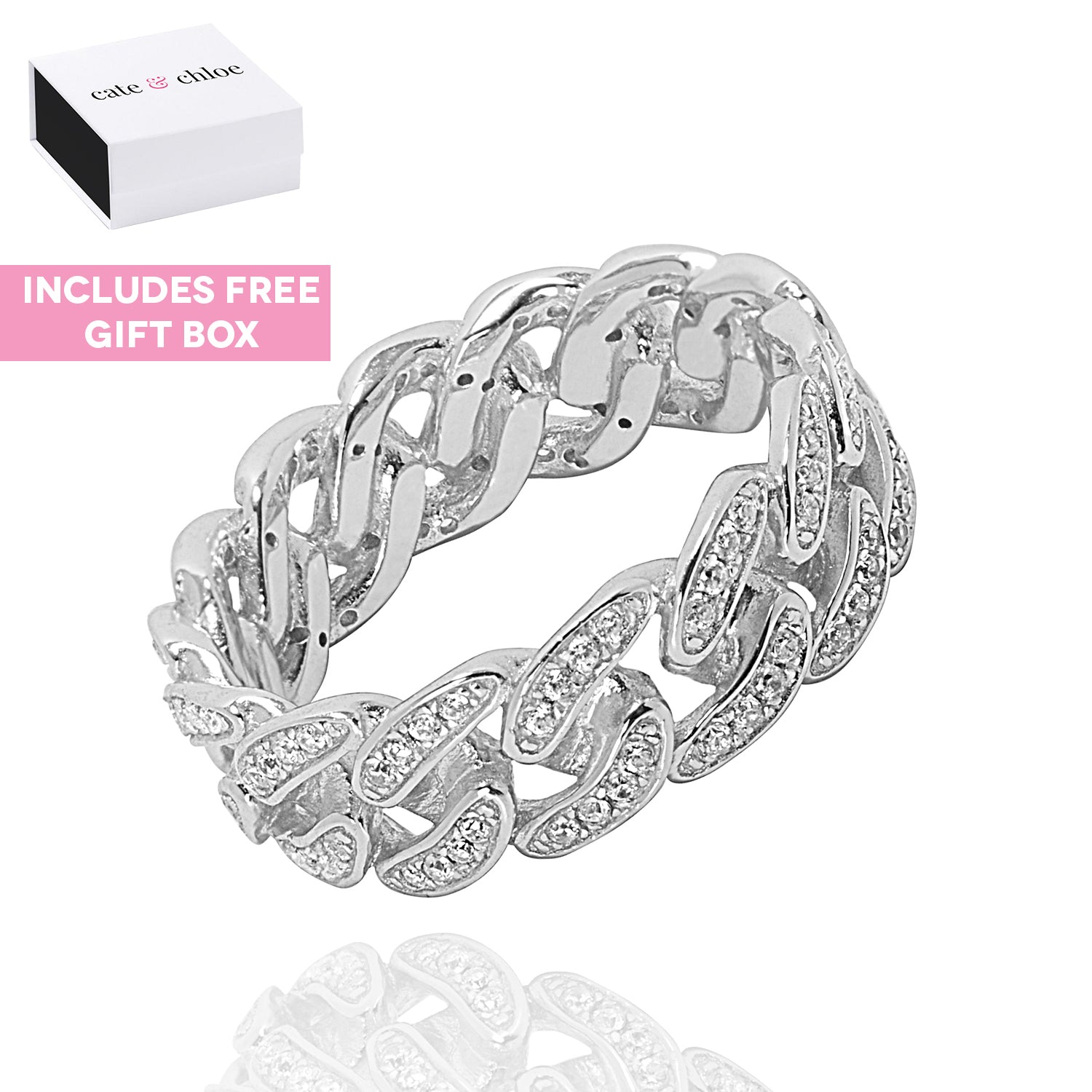 Scarlett 18k White Gold Plated Infinity Chain Link Ring - Silver