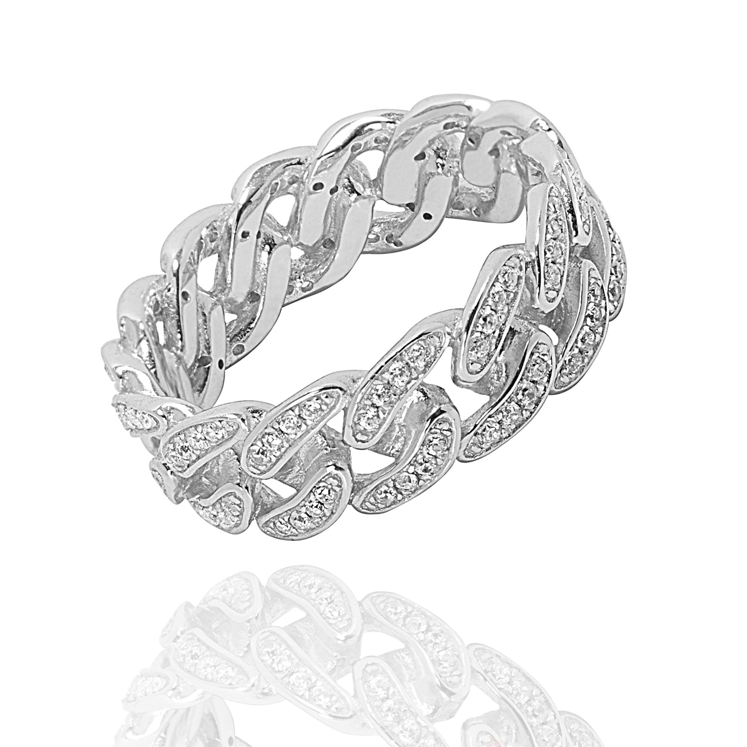 Scarlett 18k White Gold Plated Infinity Chain Link Ring - Silver