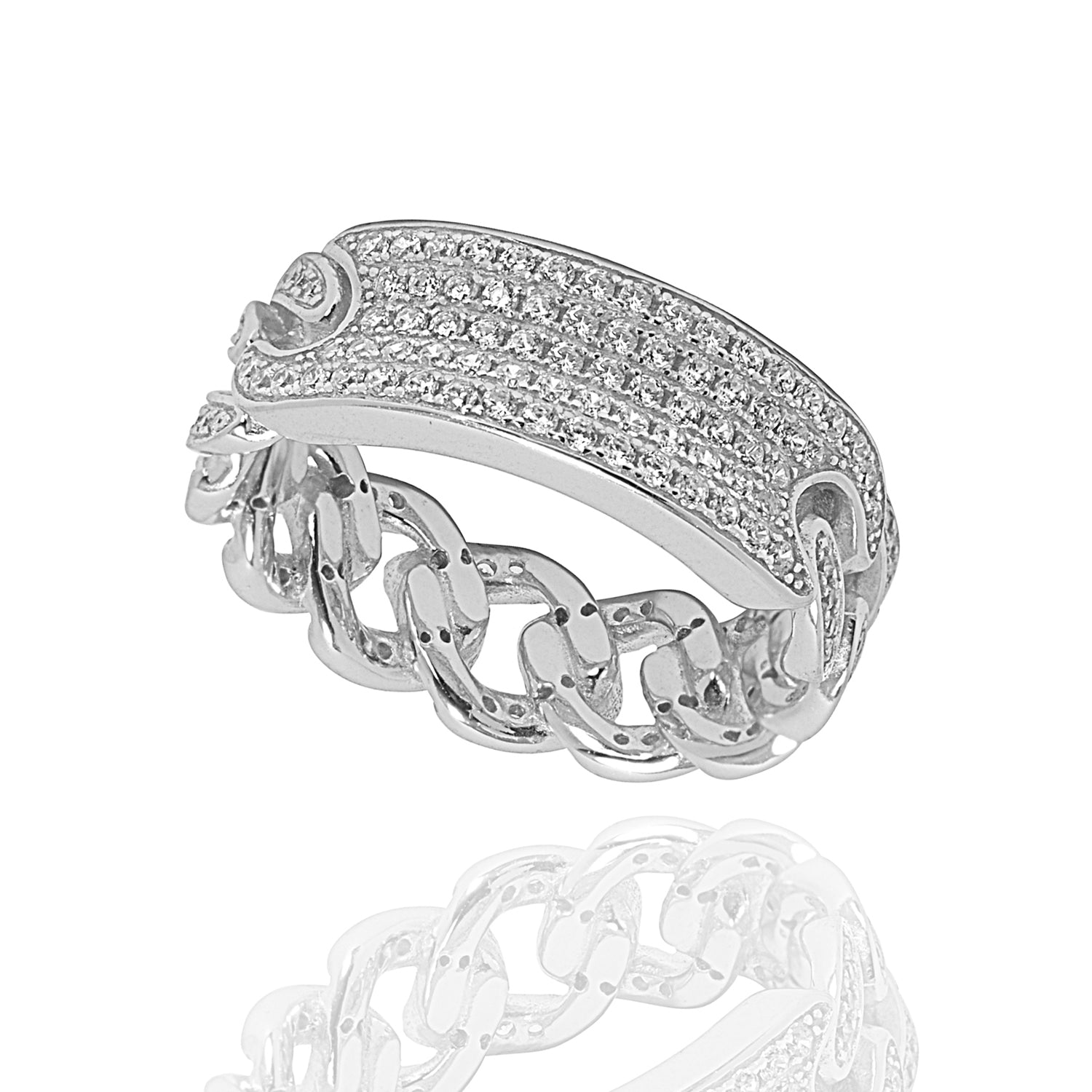 Mila 18k White Gold Plated Infinity Chain Link Ring - Silver