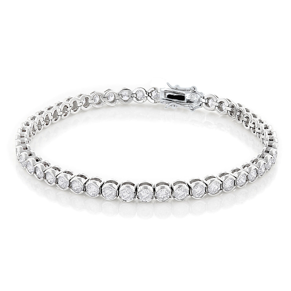 Joelle 18k White Gold Plated Tennis Bracelet with Simulated Cubic Zirconia Crystals