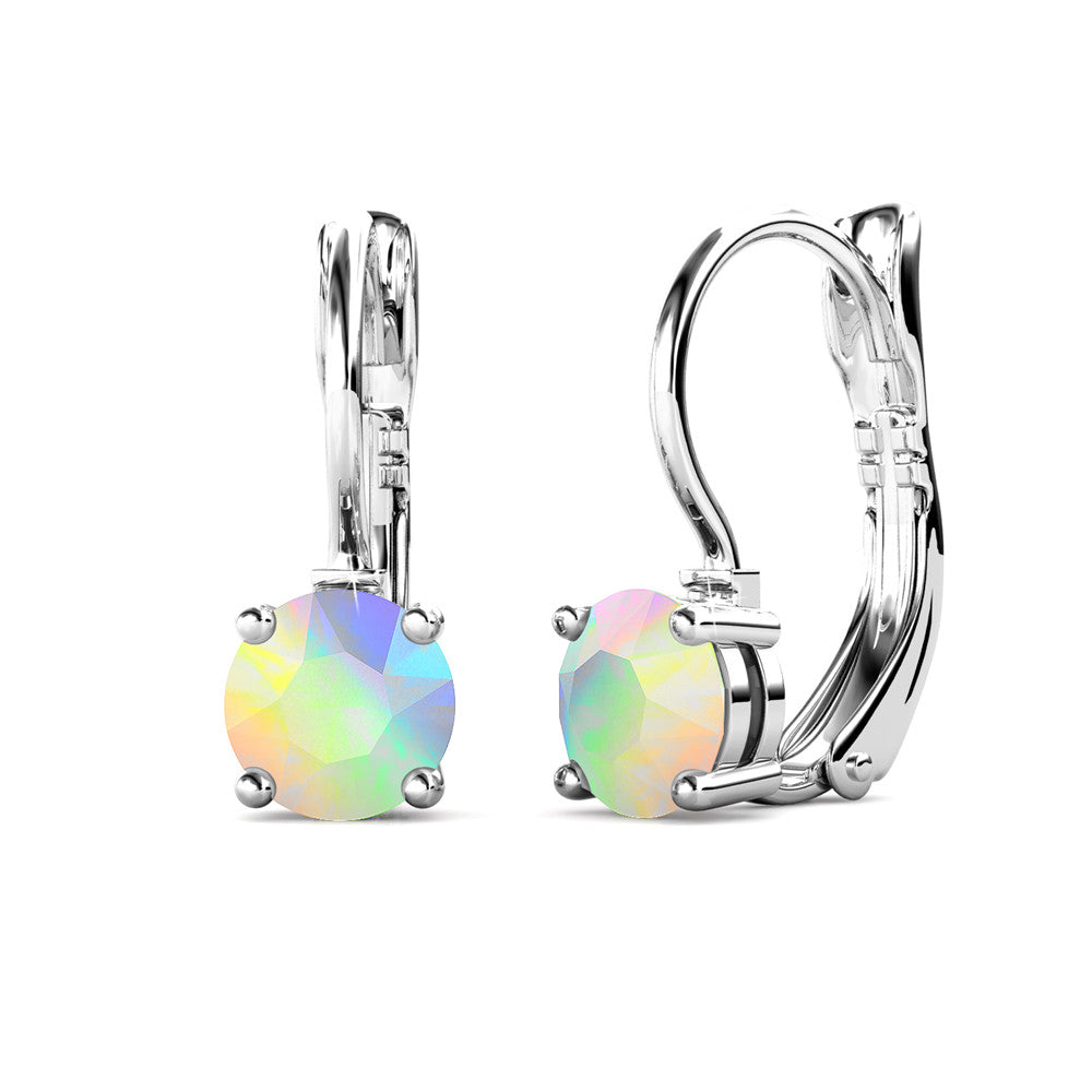 Lyric 18k White Gold Plated Drop Earrings with Opal