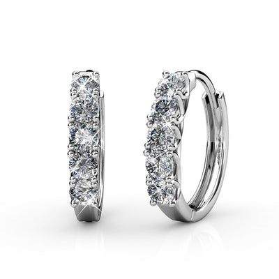 Bethany 18k White Gold Plated 15mm Swarovski Crystal Hoop Earrings
