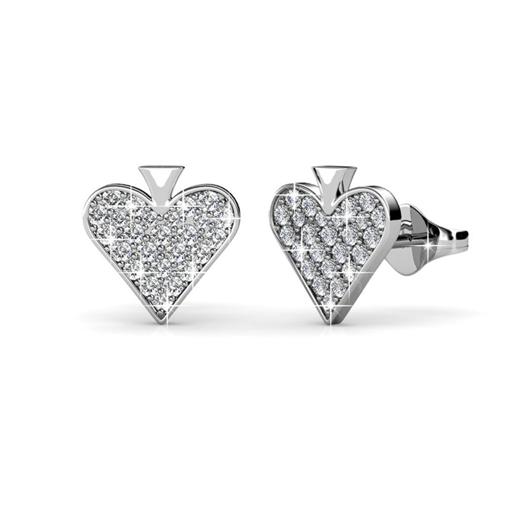 Dylan "Divine" 18k White Gold Plated Heart Earrings with Swarovski Crystals