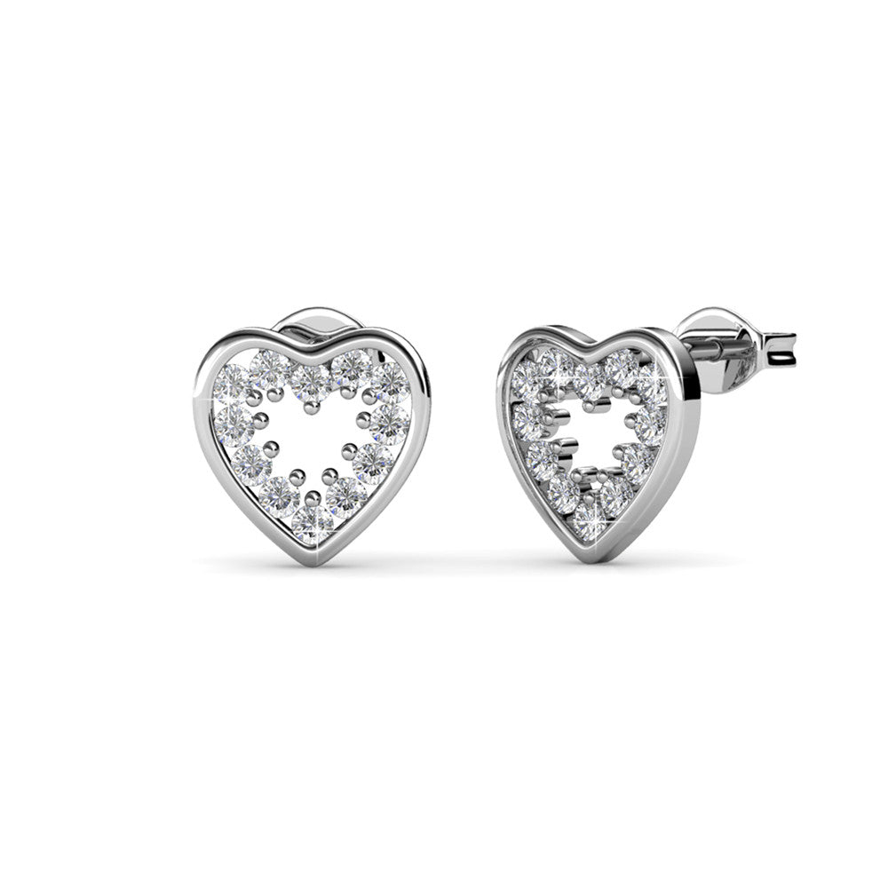 Ainsley 18k White Gold Plated Heart Earrings with Crystals