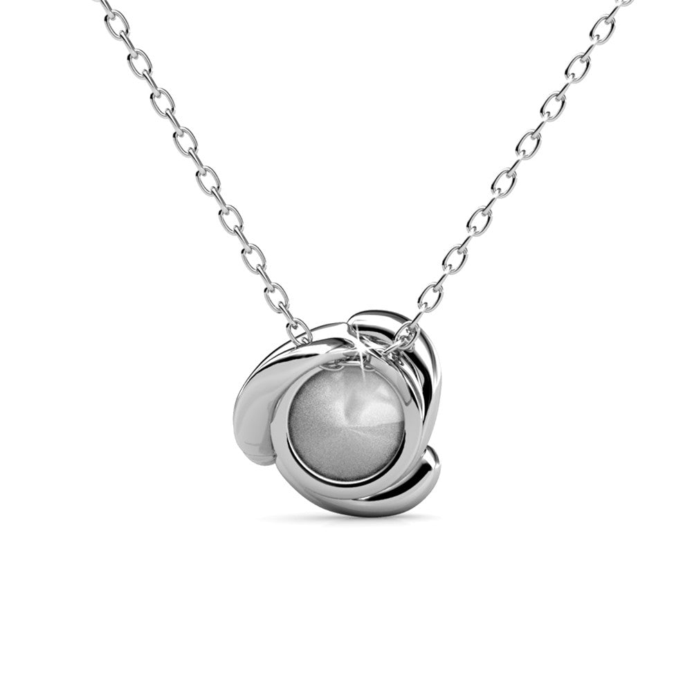 Harmony "Peaceful" 18k White Gold Plated Necklace with a Sparkling Solitaire Round Cut Swarovski Crystal