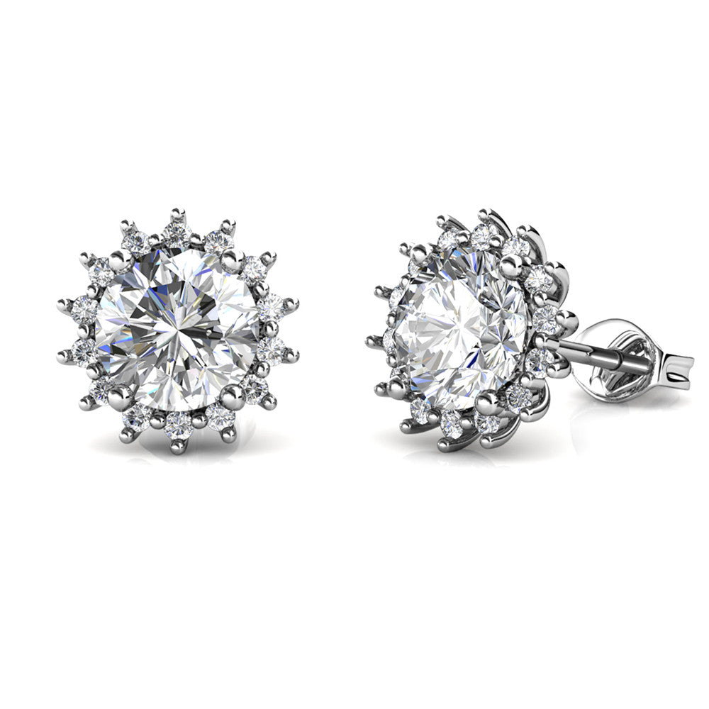 Moissanite by Cate & Chloe Starla Sterling Silver Stud Earrings with Moissanite and 5A Cubic Zirconia Crystals