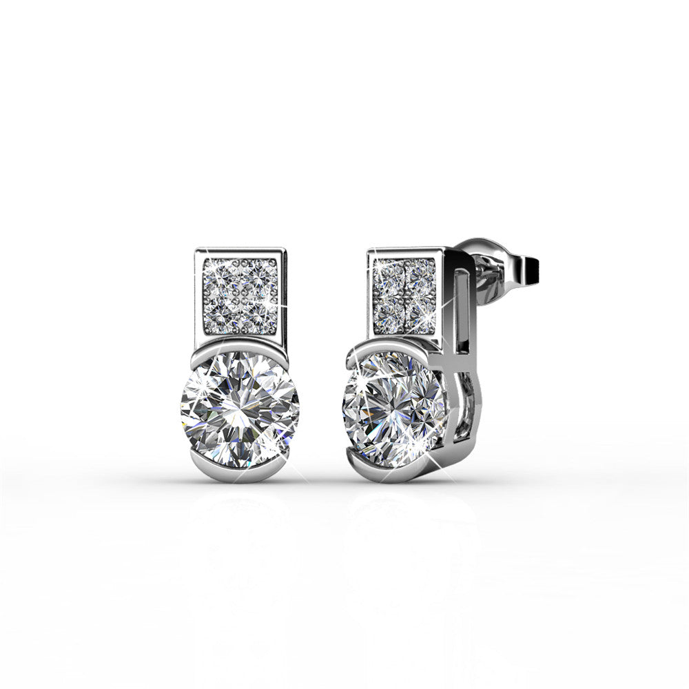 Laya 18k White Gold Plated Stud Earrings with Crystals
