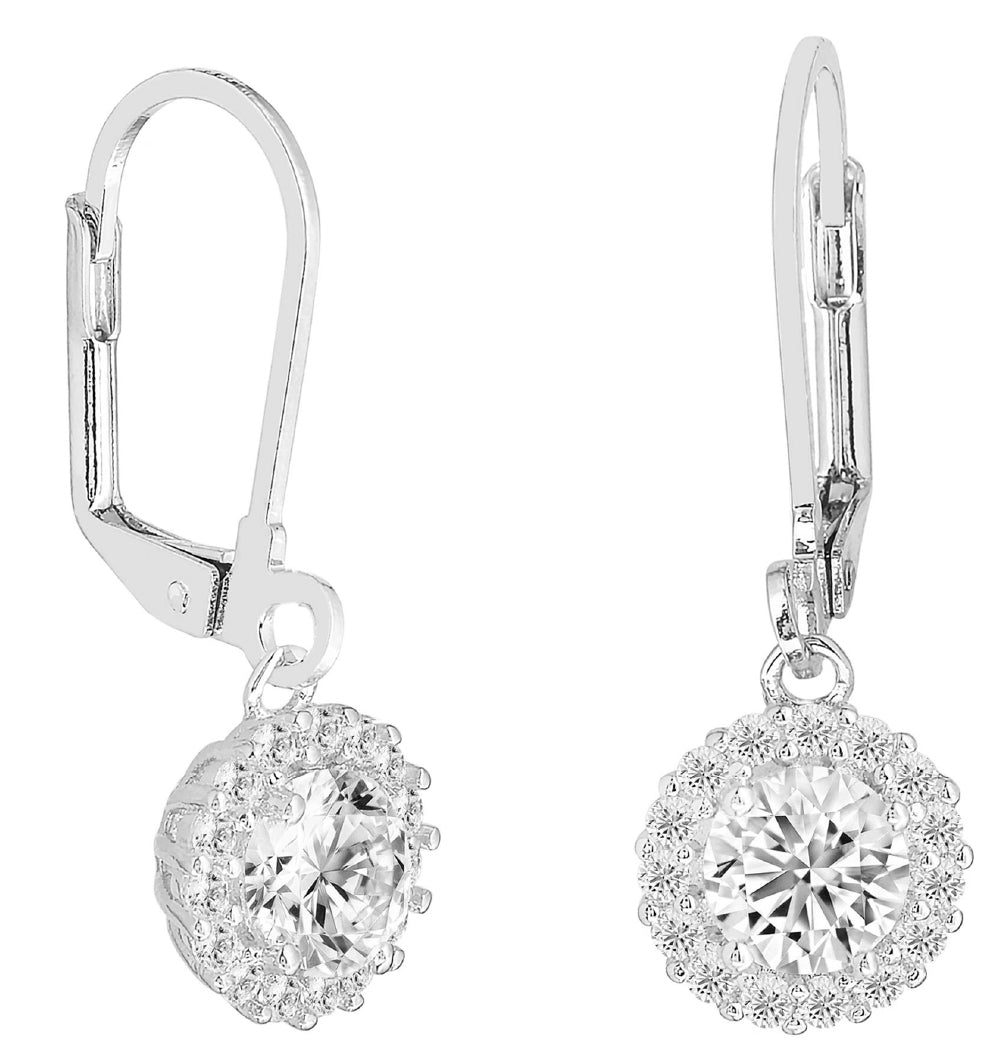 Michelle 18k White Gold Plated Drop Earrings