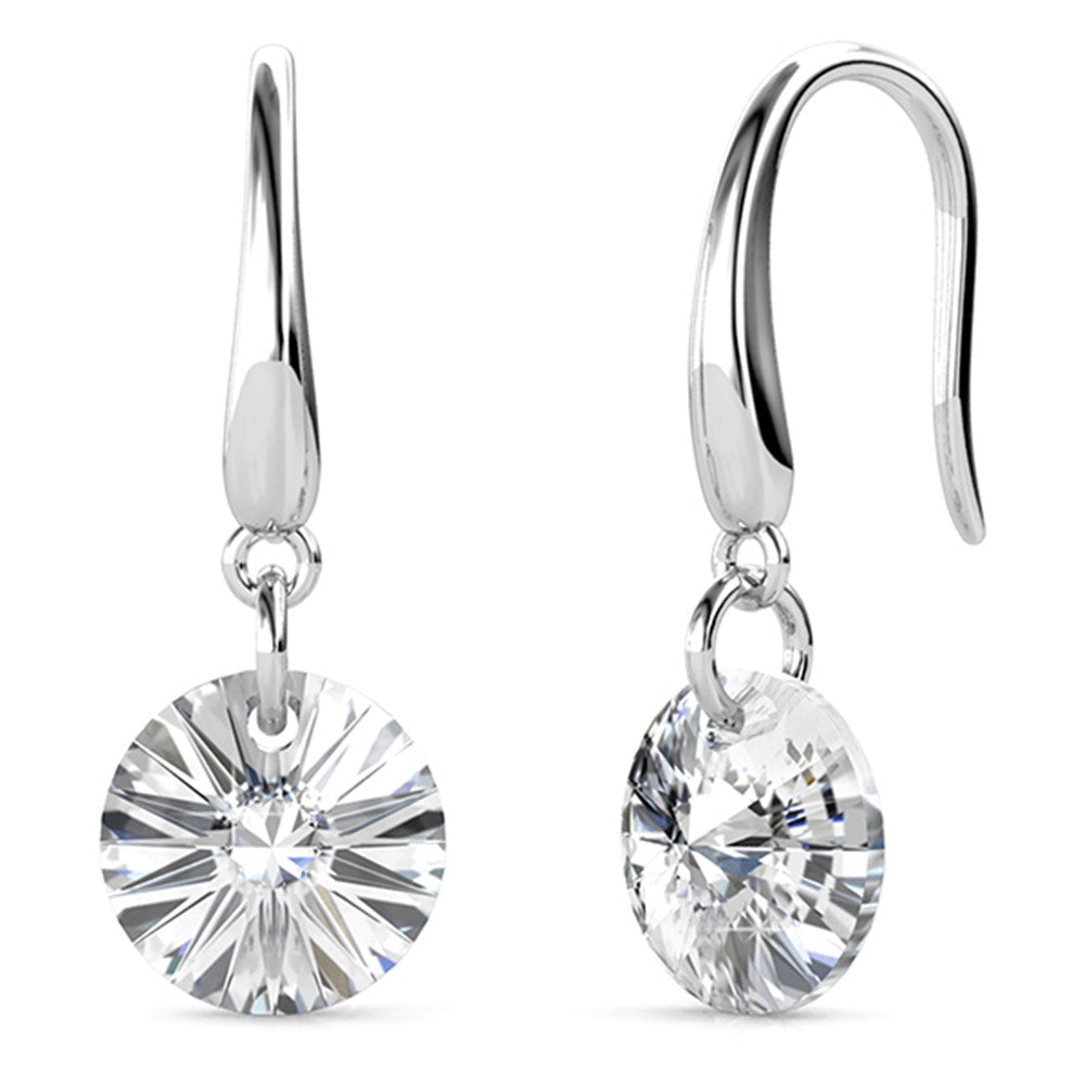 Reese 18k White Gold Plated Earrings with Solitaire Round Cut Crystals