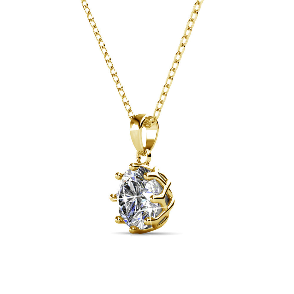 Eden "Pure" 18k White Gold Plated Pendant Necklace with Solitaire Round Cut Swarovski Crystal