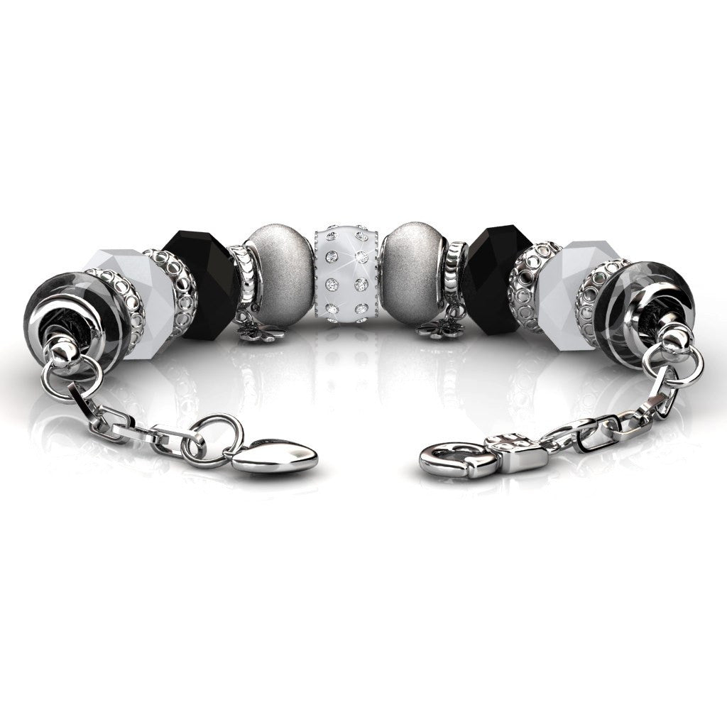 Bracelets,Jewelry,Swarovski - Aurora “Bright” 18k White Gold Plated Swarovski Beaded Bracelet - Black