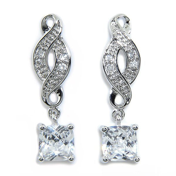 Earrings,Jewelry - Iris "Noble" 18k White Gold Infinity Drop Earrings
