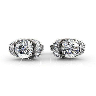 Astrid 18k White Gold Plated Stud Earrings with Swarovski Crystal — Final Sale